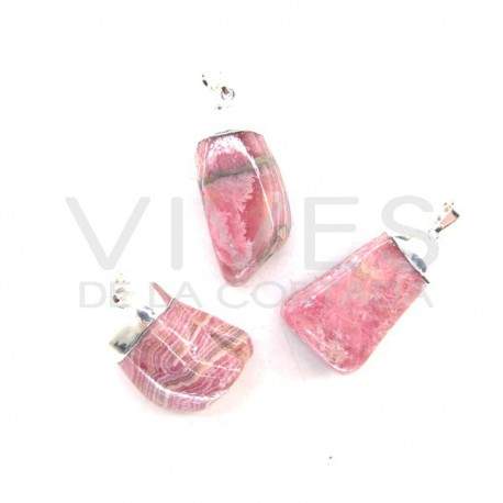 Pendentif rhodochrosite Plaqué Rhodium - Plaqué Argent