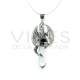 Gotland Dragon Open Wings and Quartz Tip Pendant - Sterling Silver 925
