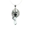 Gotland Dragon Pendant with Open Wings and Quartz Point in 925 Sterling Silver