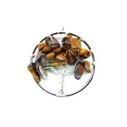 Colgante Árbol de la Vida con Ojo de Tigre - Baño de Plata