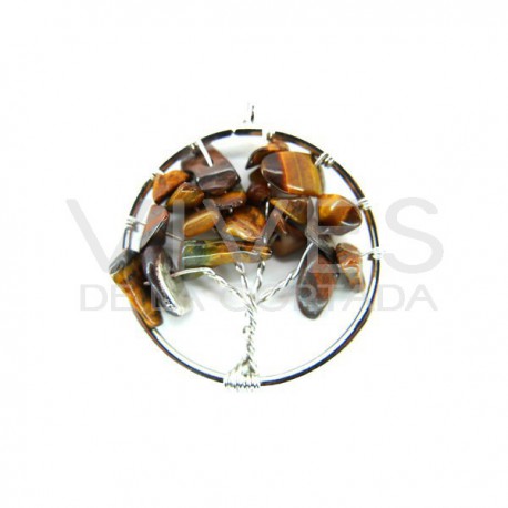 Pendant Tree of Life with Tiger Eye - Silver Bath