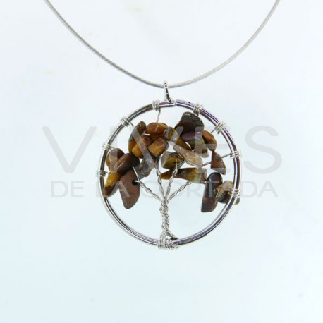 Pendant Tree of Life with Tiger Eye - Silver Bath