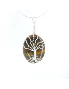 Pendentif oeil de tigre et arbre de vie Rodado - Plaqué argent