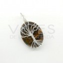 Colgante de Ojo de Tigre y Árbol Vida Rodado - Baño de Plata