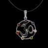 OM Pendant with Chakra Minerals - Silver Plated