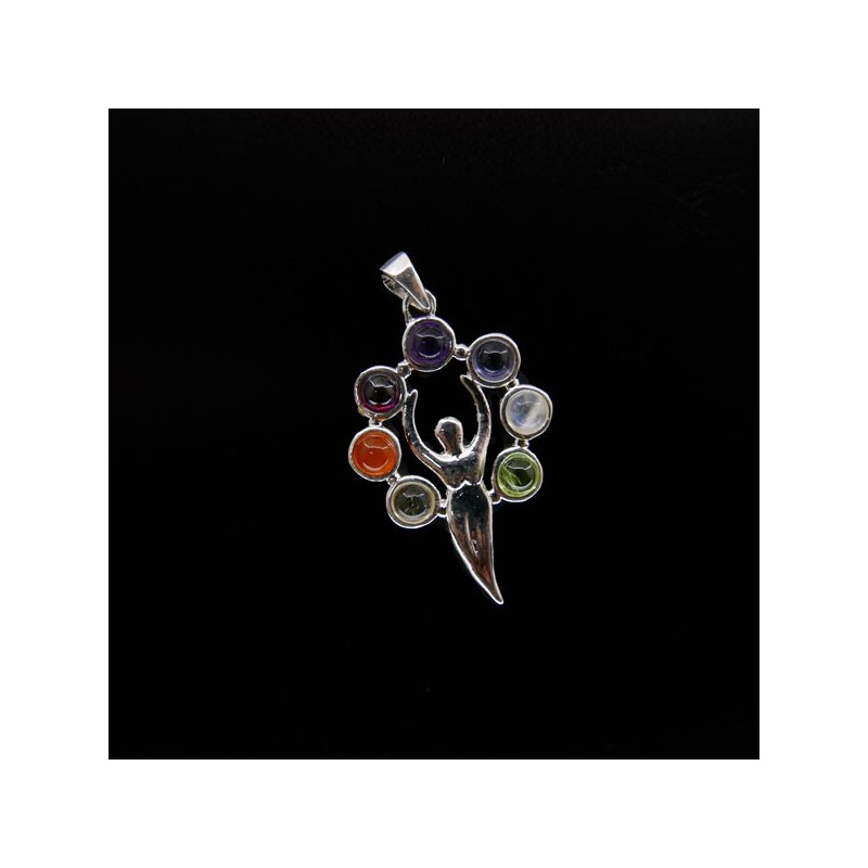 Colgante Mujer con Minerales de los Chakras - Baño de Plata