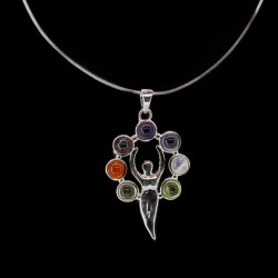 Colgante Mujer con Minerales de los Chakras - Baño de Plata