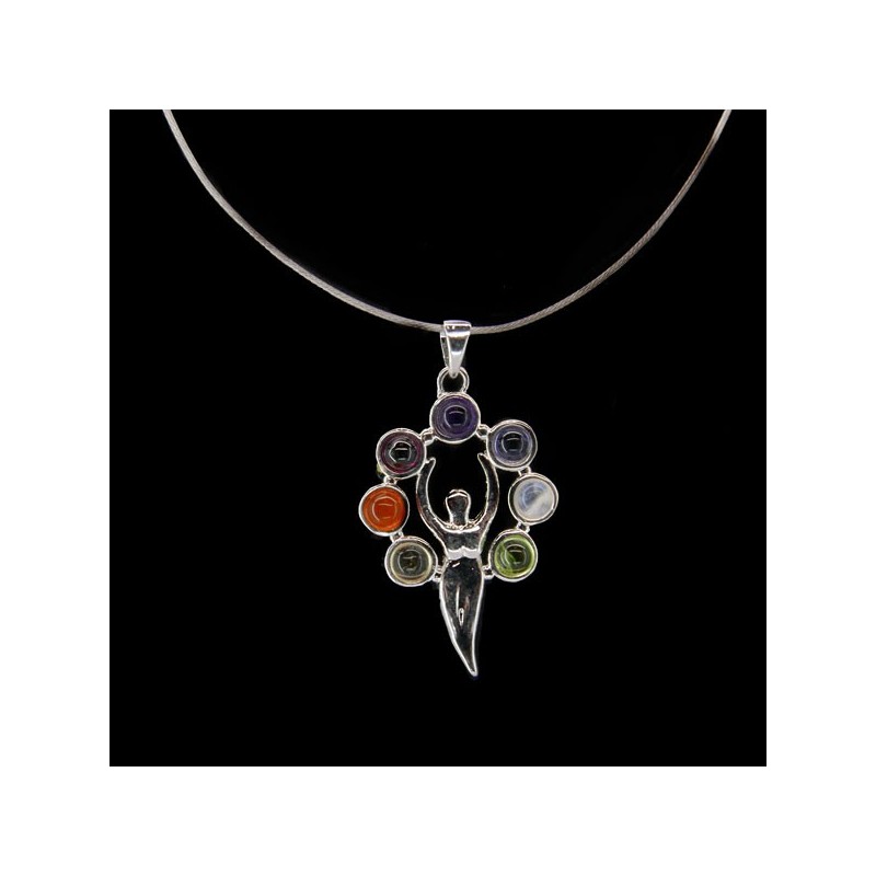 Colgante Mujer con Minerales de los Chakras - Baño de Plata