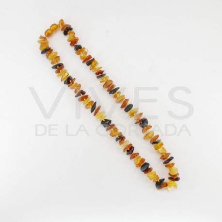 Collar Chip de Ámbar Intercalado Oscuro y Claro 45cm